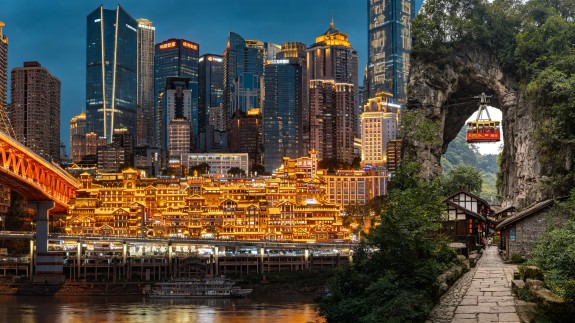 重庆洪崖洞赛博夜景地标